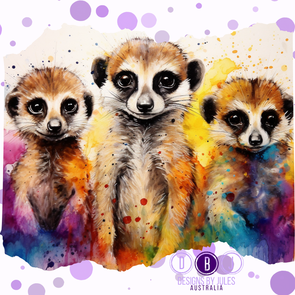 Water Colour Rainbow Meerkats