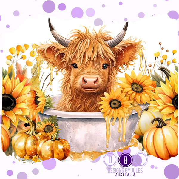 Sunflower Highland Cow