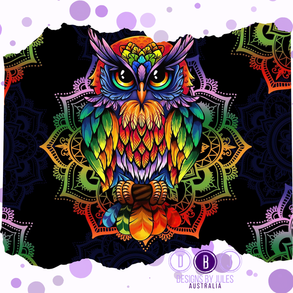 Rainbow Mandala Owl