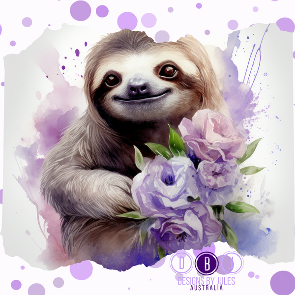 Purple Watercolour Sloth