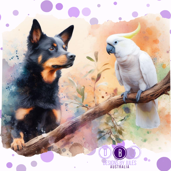 White Cockatoo and the CattleDog